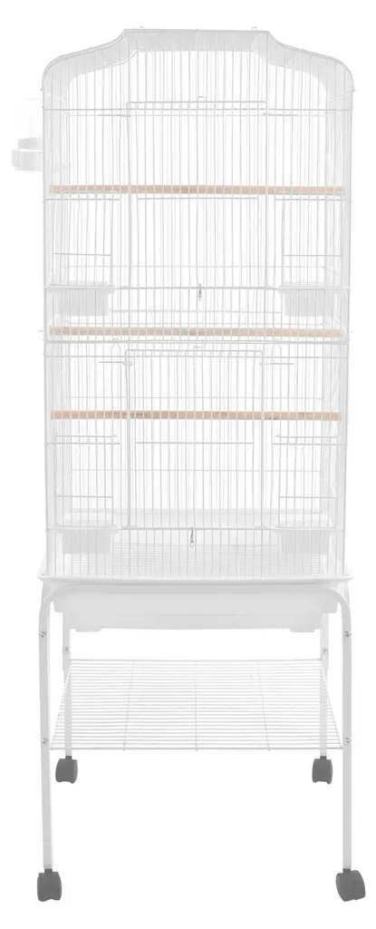 Cage oiseaux blanche avec support mobile - Design épuré facile à déplacer
