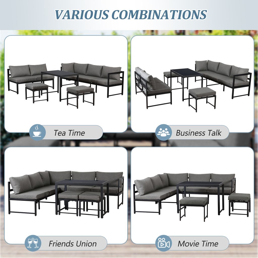 Flieks Gartenmöbel Set 5-tlg, Balkonmöbel Set für 6-7 Produktbild 7