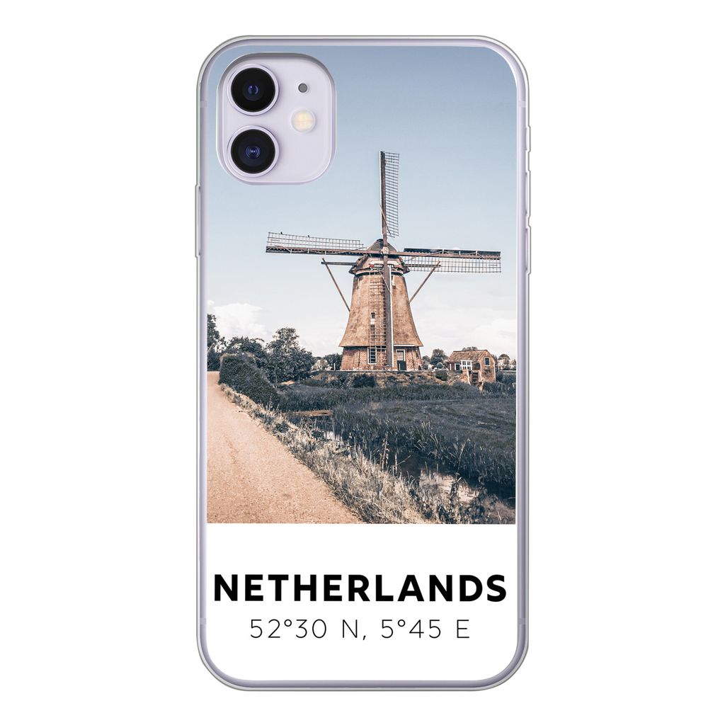 MuchoWow Handyhülle Schutzhülle Hülle für iPhone 11 Niederlande - Mühle - Wiese Silikon Softcase Handy Hülle - Handytasche