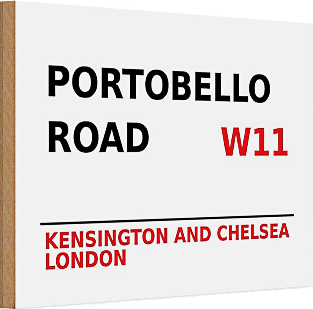 Holzschild London 30x20cm Portobello Road W11 Kensington