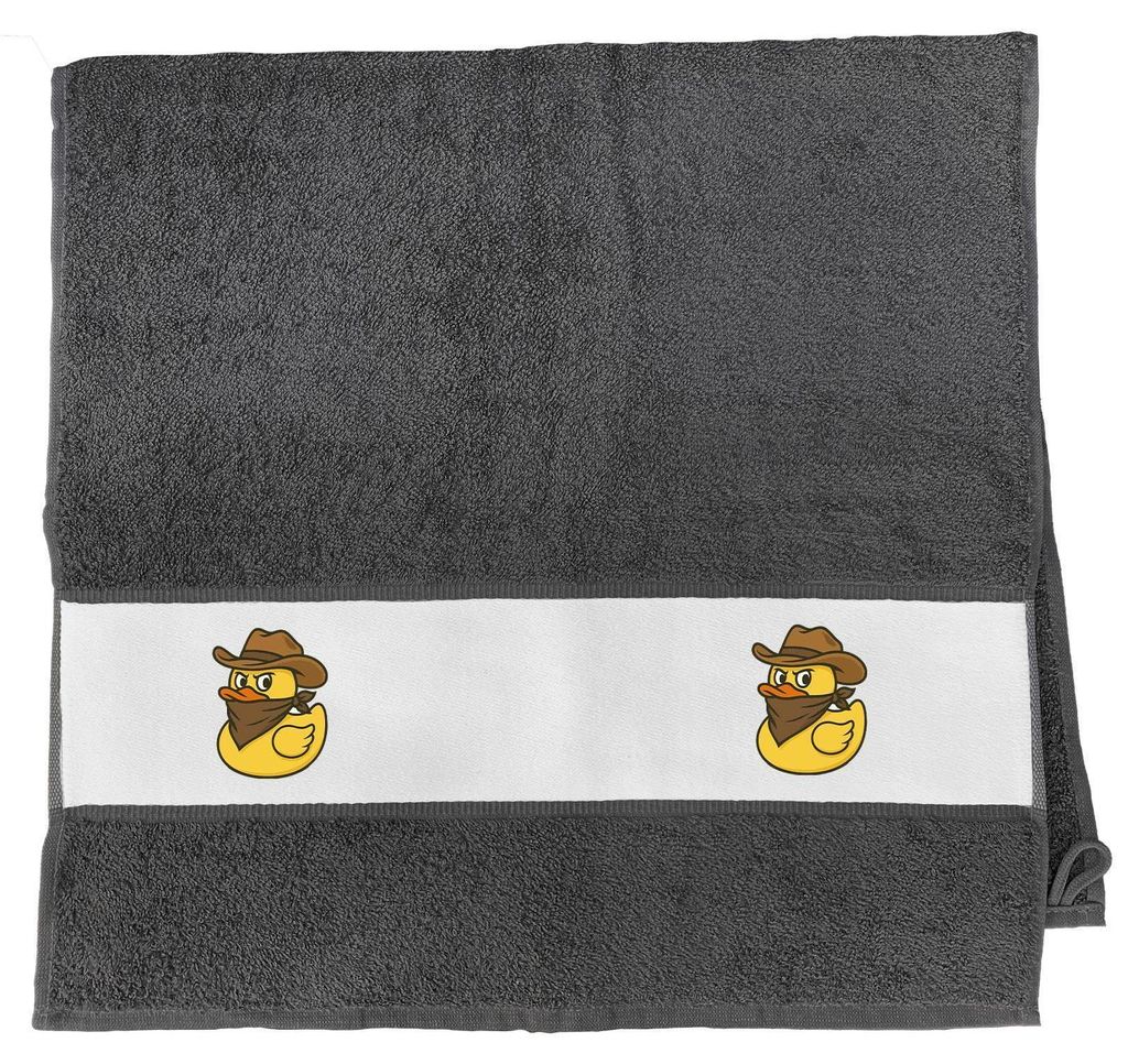 Huuraa Handtuch Quietscheente Bandit Gummiente Räuber 50x100cm Graphite Baumwolle Handtuch Geschenkidee