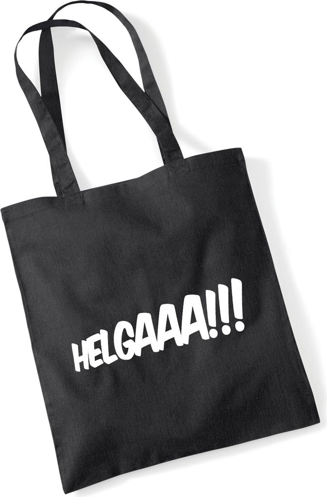 Huuraa Jutebeutel Helgaaa Schriftzug 10 Liter Black Baumwolle Tasche Geschenkidee