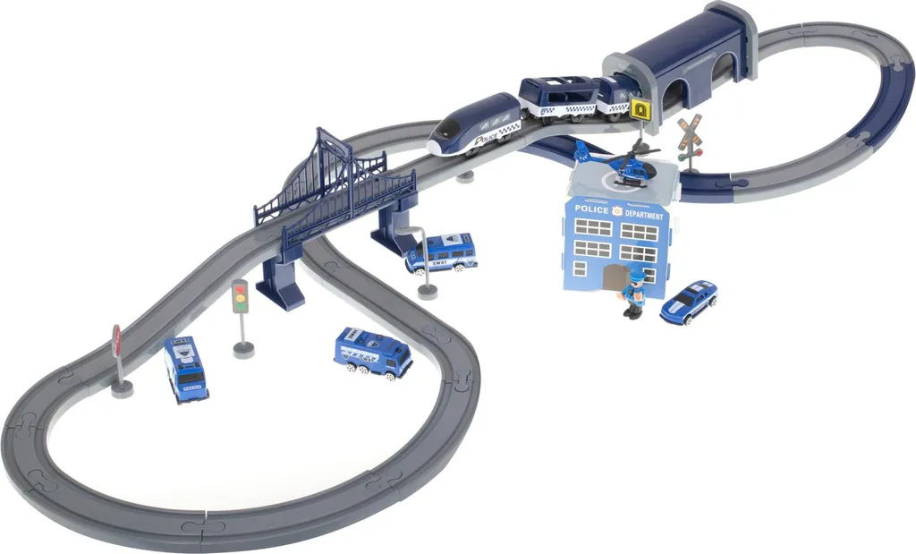 Circuit de train de police électrique de 3 mètres avec 92 accessoires - 9