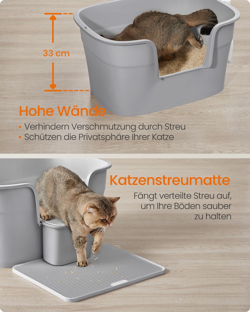Feandrea extragroße Katzentoilette, für große Katzen, mit Produktbild 4