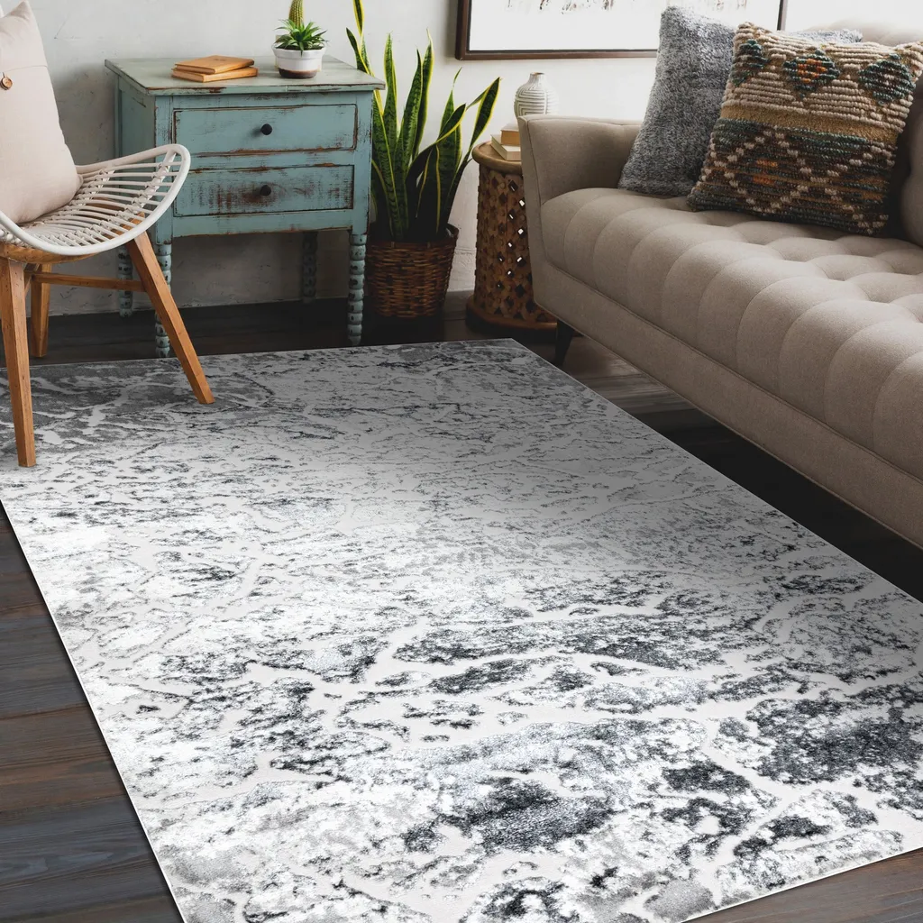Tapis Gris MEFE 6182 - Texture Relief Structural et Molleton Double