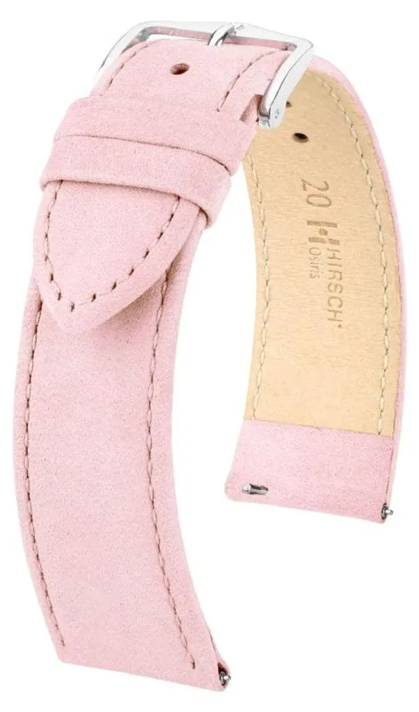Bracelet de Montre en Cuir Nubuk Rose 22mm Hirsch Osiris pour Femme