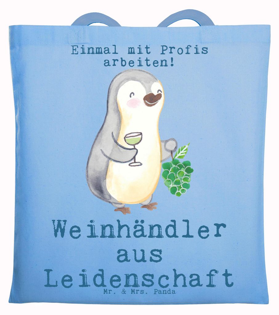 Mr. & Mrs. Panda Shopping Tasche Weinhändler Leidenschaft - Sky Blue - Geschenk, Tote Bag, Beutel, Schultasche, Jutebeutel