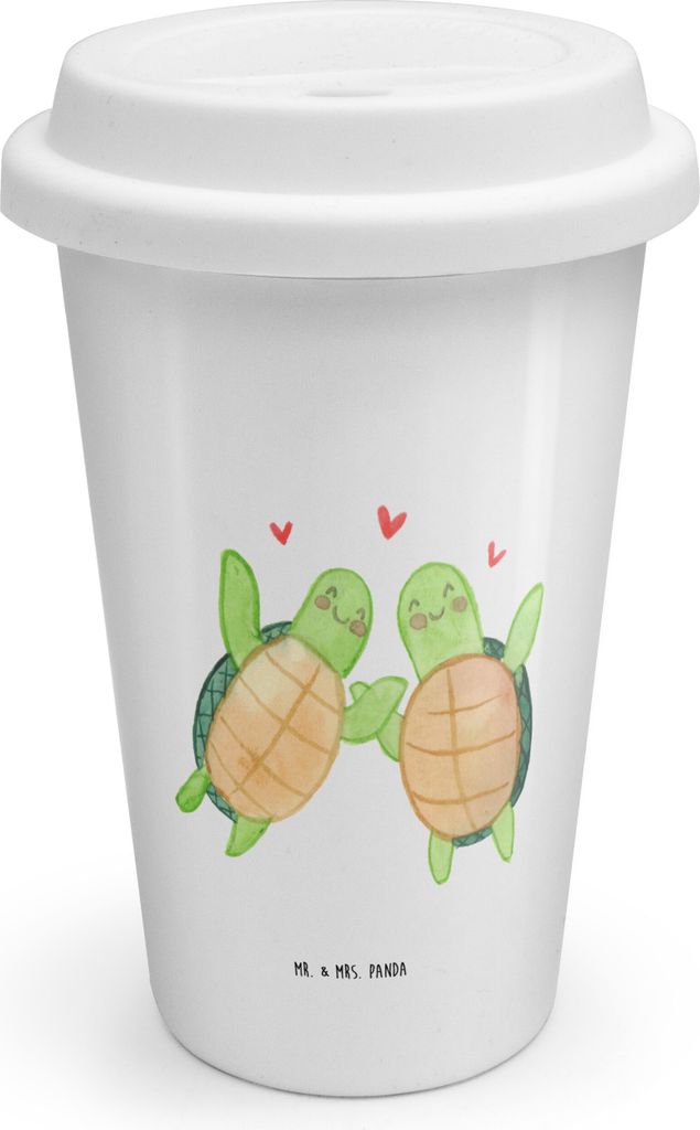 Mr. & Mrs. Panda Kaffeebecher To Go Schildkröten Paar - Weiß - Geschenk, Freund, Thermobecher, Freundin, für Frauen, Partner, Coffee Becher, Val...