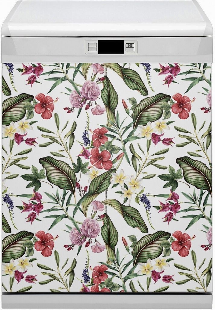 Abwaschbar 60x80 cm Geschirrspüle Magnetmatte Küche Dekorative - Tropische Blumen