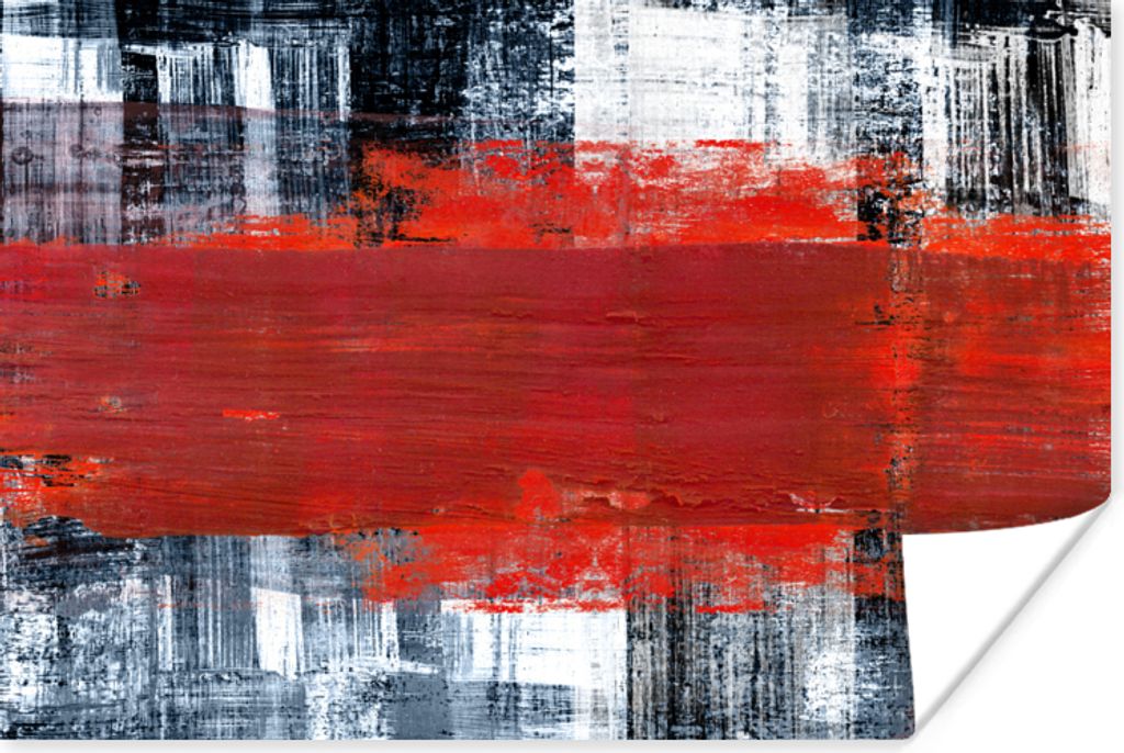 MuchoWow Poster Gemälde - Abstrakt - Rot - Öl 90x60 cm - Schlafzimmer