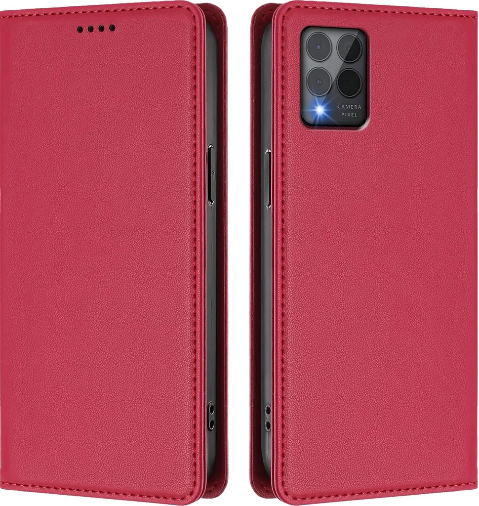 Custodia Rosso Glamour per REVVL 6 Pro: Stile Flip e Protezione 360