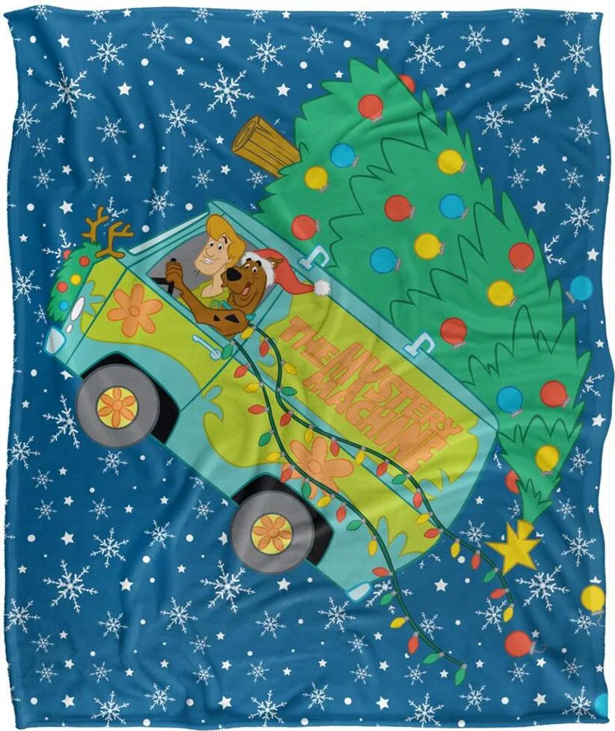 Plaid Scooby-Doo TV18806 Couverture Anti-Froid Arbre de Noël Taille Unique