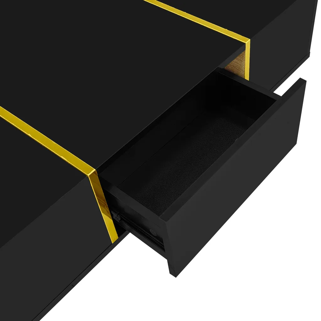 Table basse avec 2 tiroirs de rangement finition haute brillance 100 cm - 8