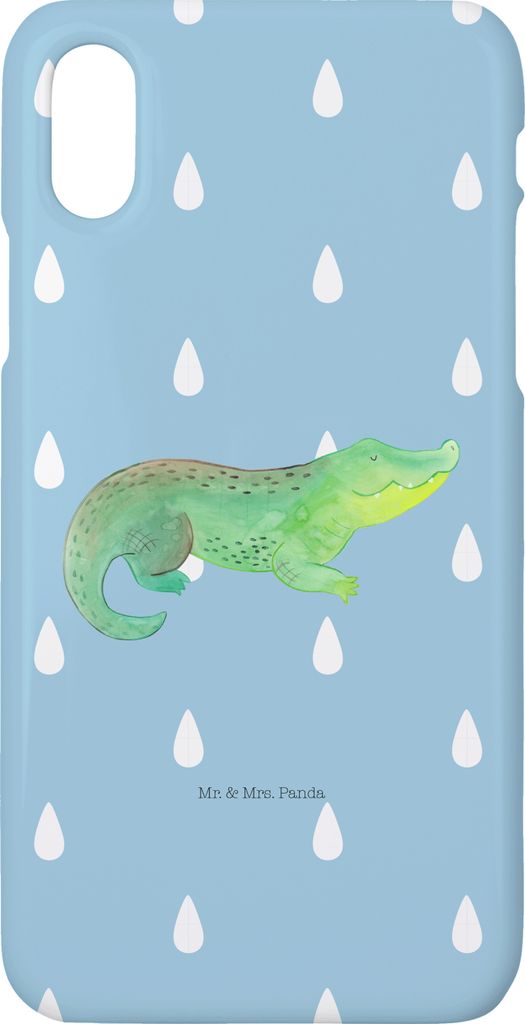Mr. & Mrs. Panda Iphone 10 Handyhülle Krokodil - Blau Pastell - Geschenk, Hülle, X, Beste Freundin, Handy, Cover, Abenteuerlust, Lieblingsmensch,...