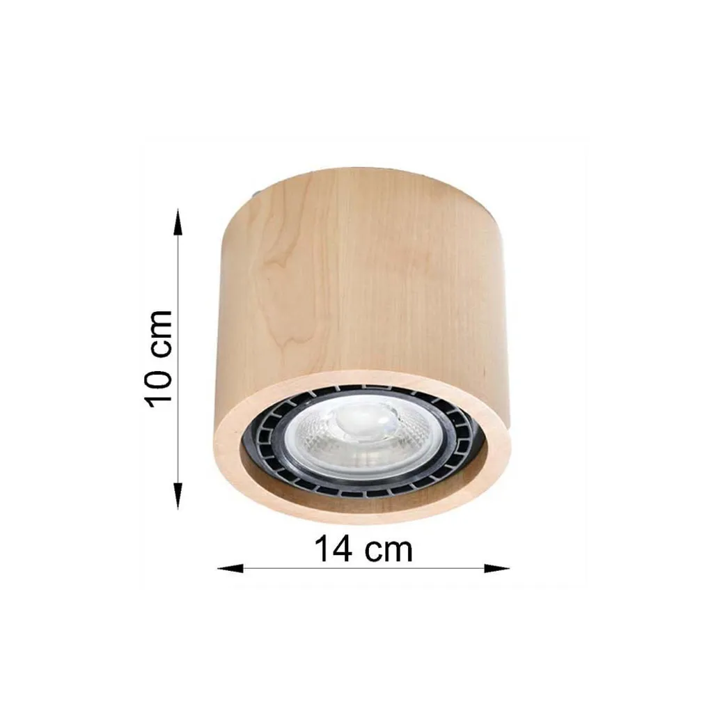 Plafond BASIC 1 Legno Naturale Sollux - Lampada Soffitto GU10 10x14x14 - 11