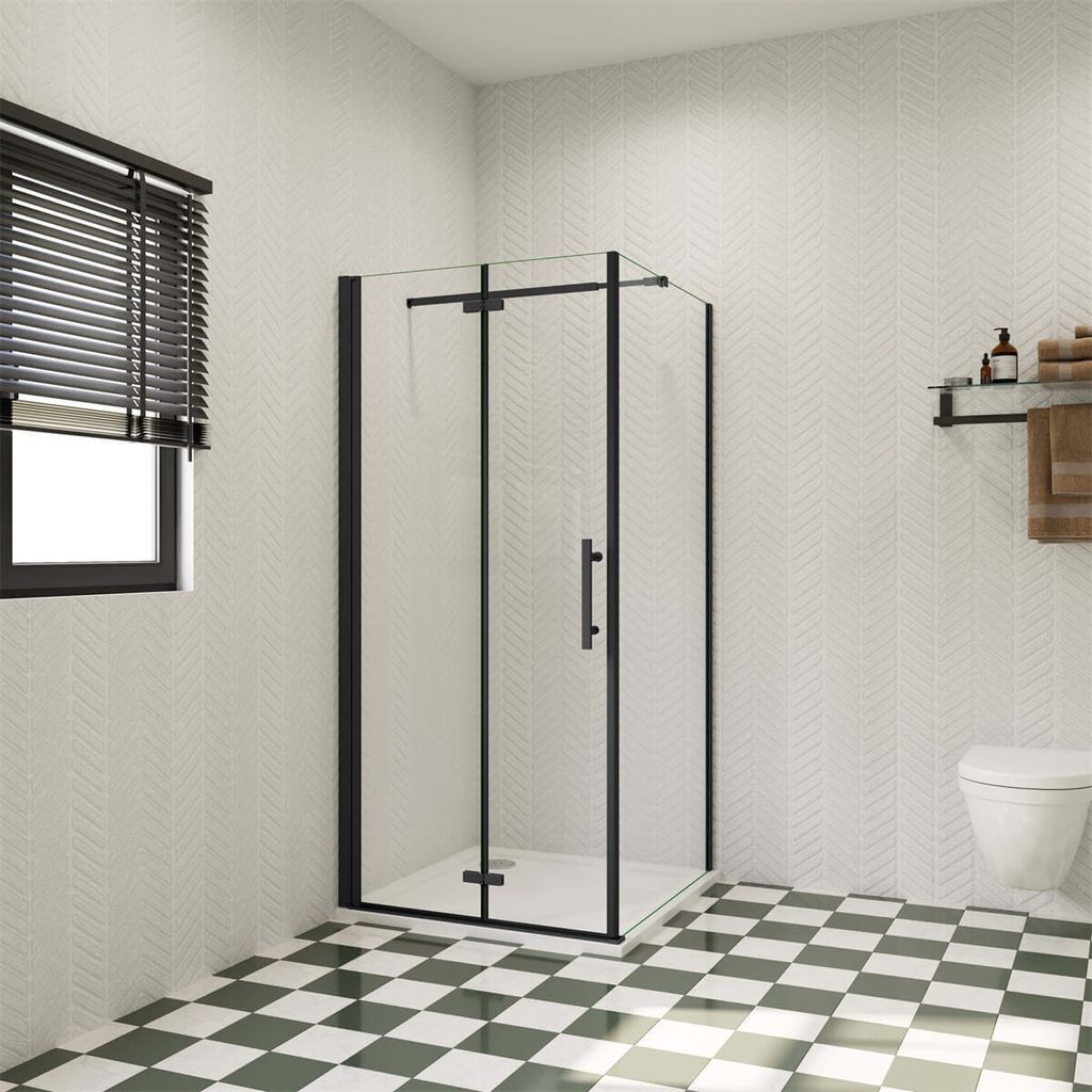 76x90cm 185cm 6mm Duschkabine Duschtür + Seitenwand Eckdusche Falttür Scharniertür