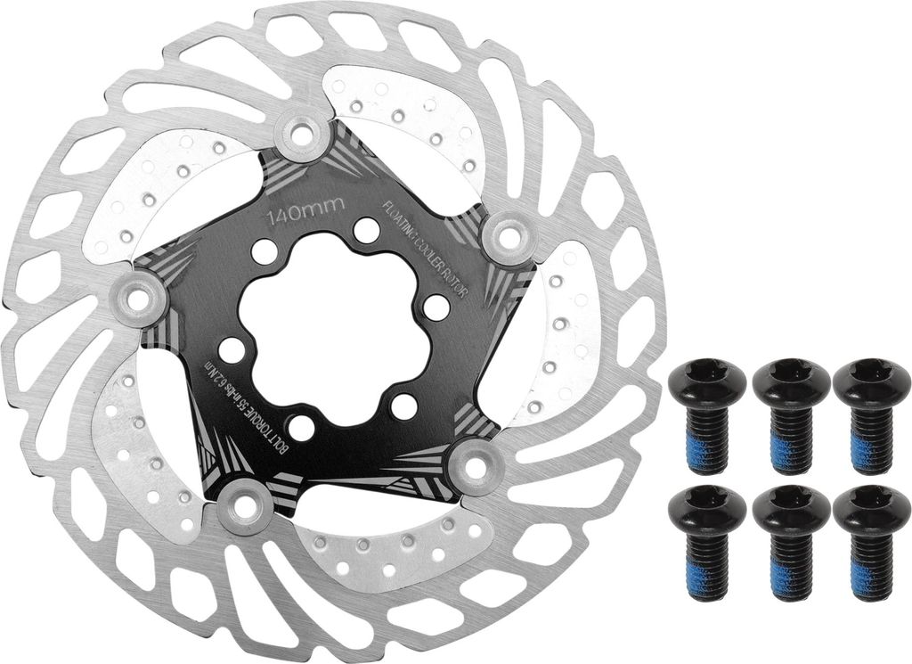 1 Satz Fahrrad-Bremsscheibe, 140mm abgerundete Fahrrad-Bremsscheibe mit 6 Bolzen, Fahrrad-Schwimmscheibenbremsscheibe für Mountain Road E-Bike, Sc...