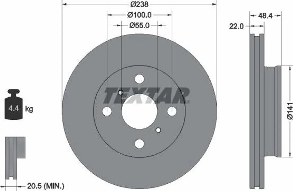 Disque de frein avant Textar de rechange standard Corolla