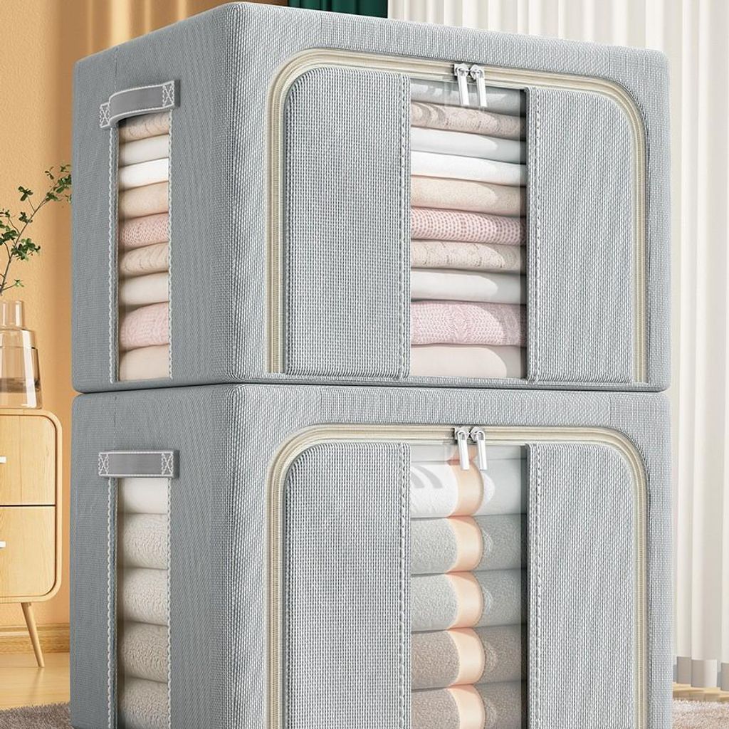 2 X Faltbare Aufbewahrungsbox 24L Grau, Stoffbox mit Produktbild 