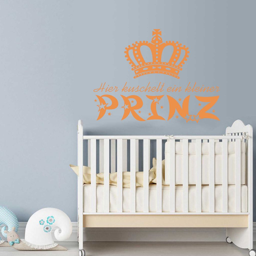 Wandtattoo - Wandaufkleber - Wandtattoo "Kuschel Prinz" - 60cm x 45cm orange - Dekoration Küche Wohnzimmer Wand