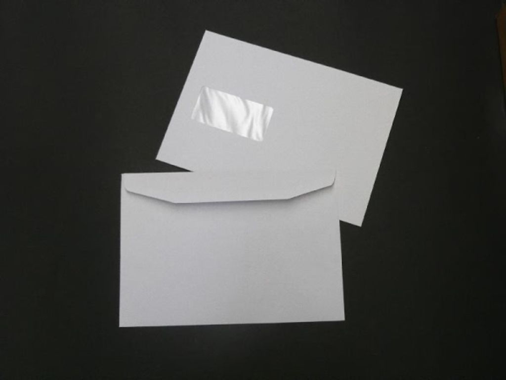 Kuvertierhüllen 176x250mm (DIN B5) 80g/qm gummiert Fenster VE=500 Stück weiß
