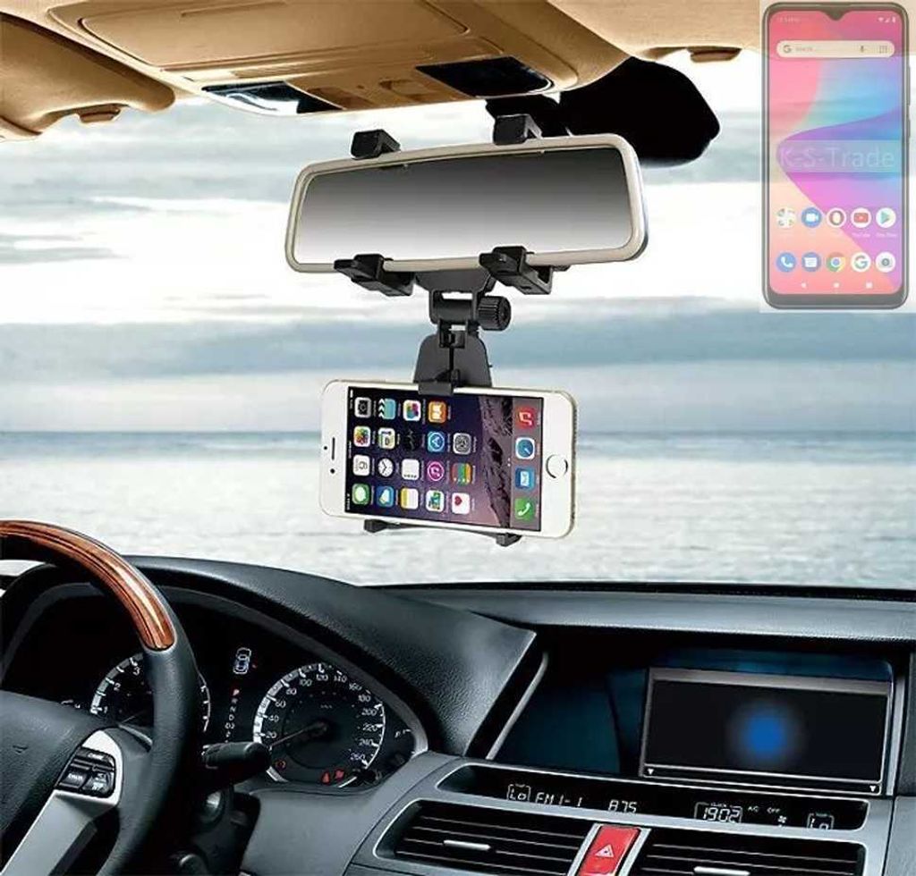 K-S-Trade Smartphone Halterung kompatibel mit BLU G52L Rückspiegel Halterung schwarz Auto Halterung KFZ Halter