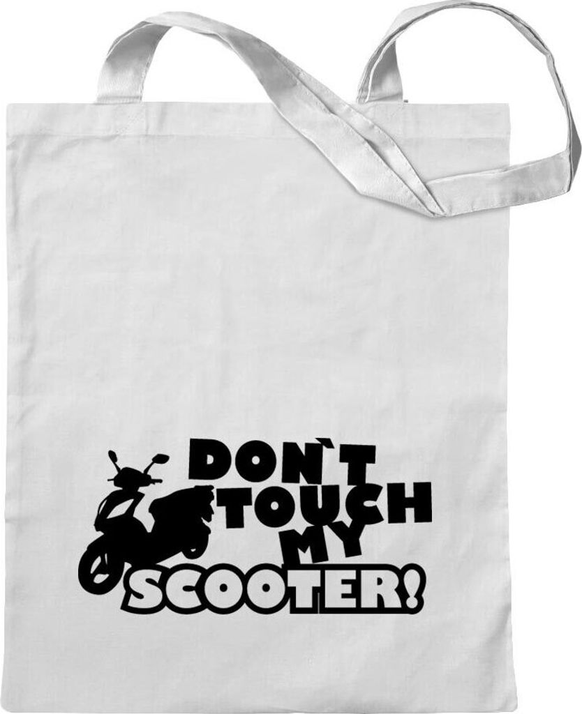 Kiwistar - Baumwolltasche - weiss - Dont Touch Scooter Design 3 - Tragetasche Stoffbeutel Umhängetasche Langer Henkel