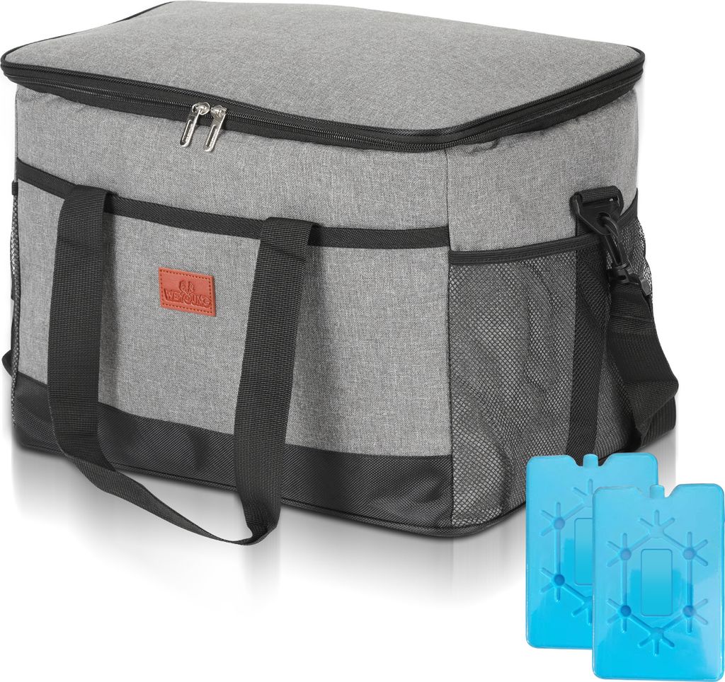 TolleTour 25 L Kühltasche Isoliertasche Thermotasche Wasserfest Picknicktasche Faltbar Kühlbox mit 2er-Set Kühlakkus Kühlelemente Camping Lunch...