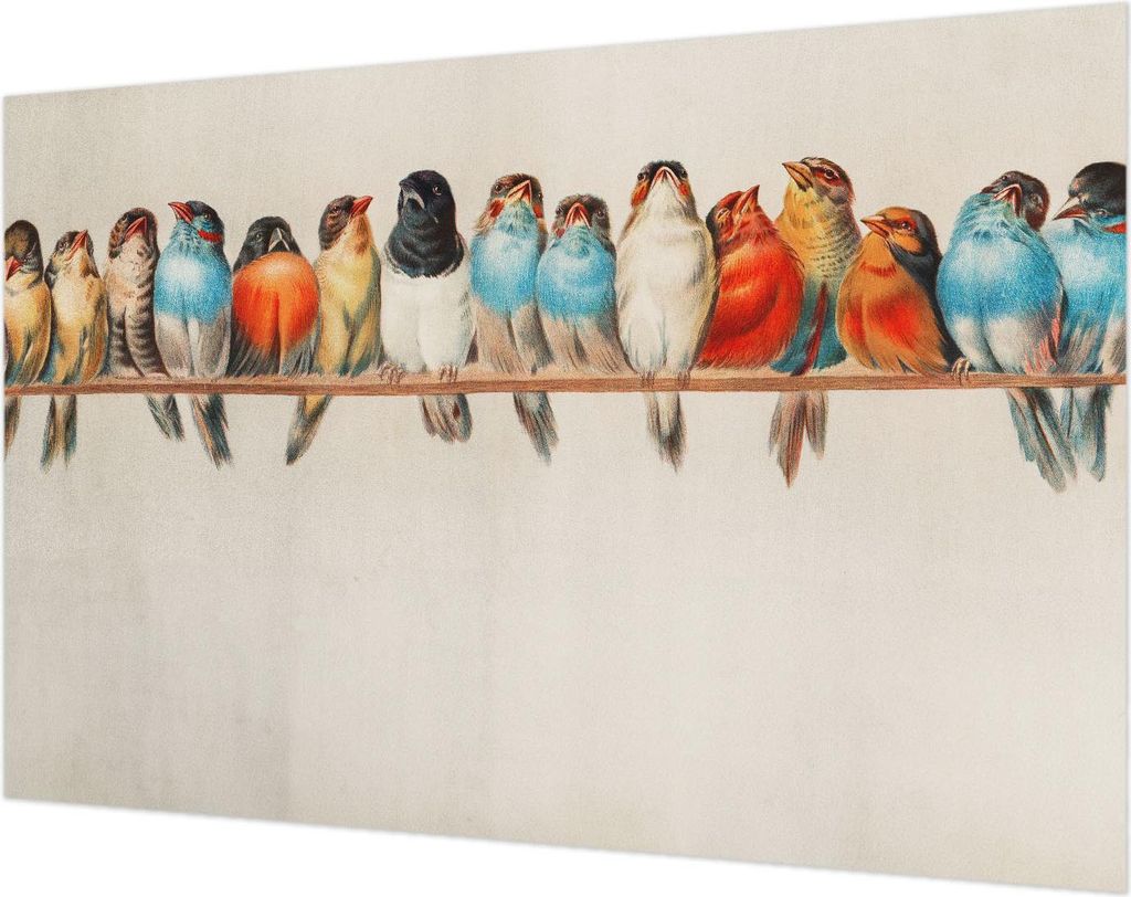 Wandtapete - Dekorative Tapete für Wohnzimmer- Tapetenfolie für Wanddekoration - 104x70 cm - Vögel auf einem Ast