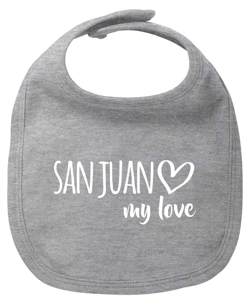 Huuraa Baby Lätzchen San Juan my love Heather Grey Klettverschluss Baumwolle Latz Geschenkidee