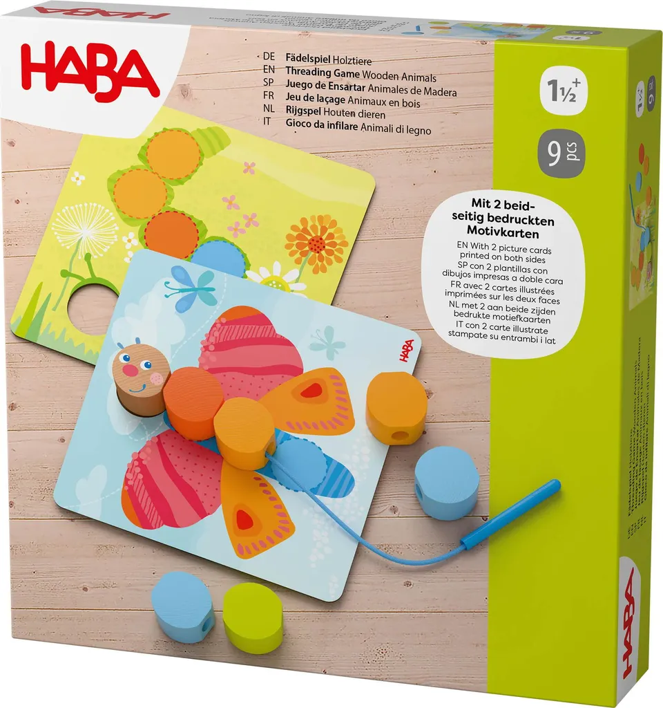 Jeu de laçage animaux en bois pour bébé HABA Jouet éveil motricité