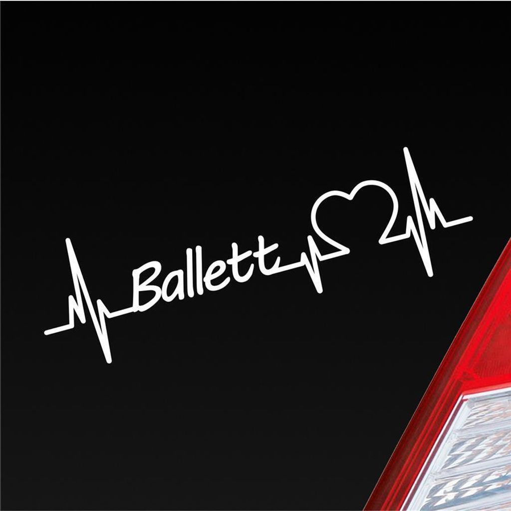 Auto Aufkleber Ballett Herzschlag Tanzen Musik Bühne Sport Liebe 19x6 cm Weiss Matt Sticker Heckscheibenaufkleber
