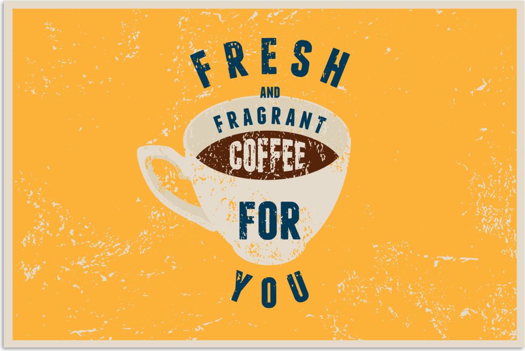 MuchoWow Poster Frischer und duftender Kaffee für dich - Sprichwörter - Kaffee - Vintage - Zitate 60x40 cm - Schlafzimmerdekoration