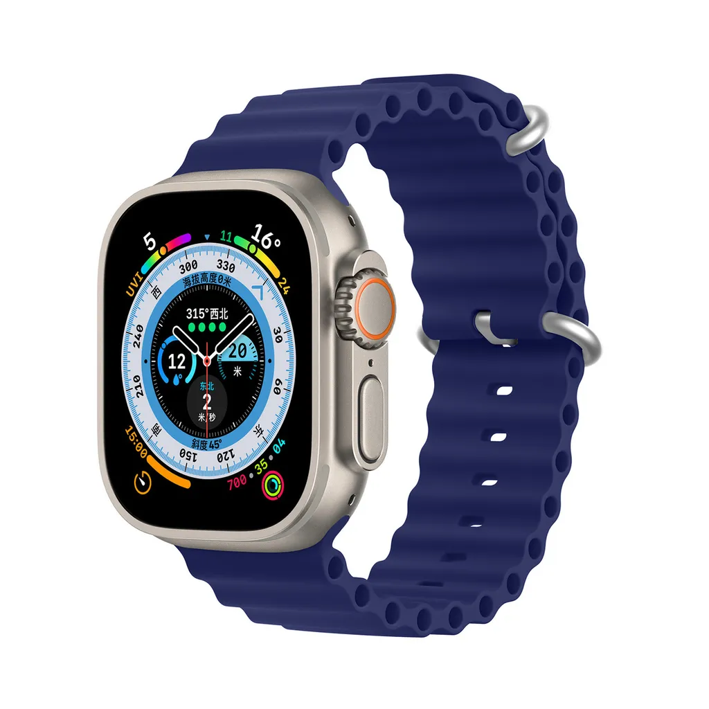Cinturino Blu Navy Apple Watch 45/44/42mm - Dux Ducis OceanWave Silicone