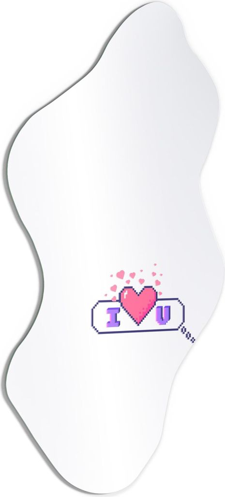 DEQORI Wandspiegel Organisch 48,9x93,8 cm 'Eine Retro Love Message' Spiegel Badspiegel