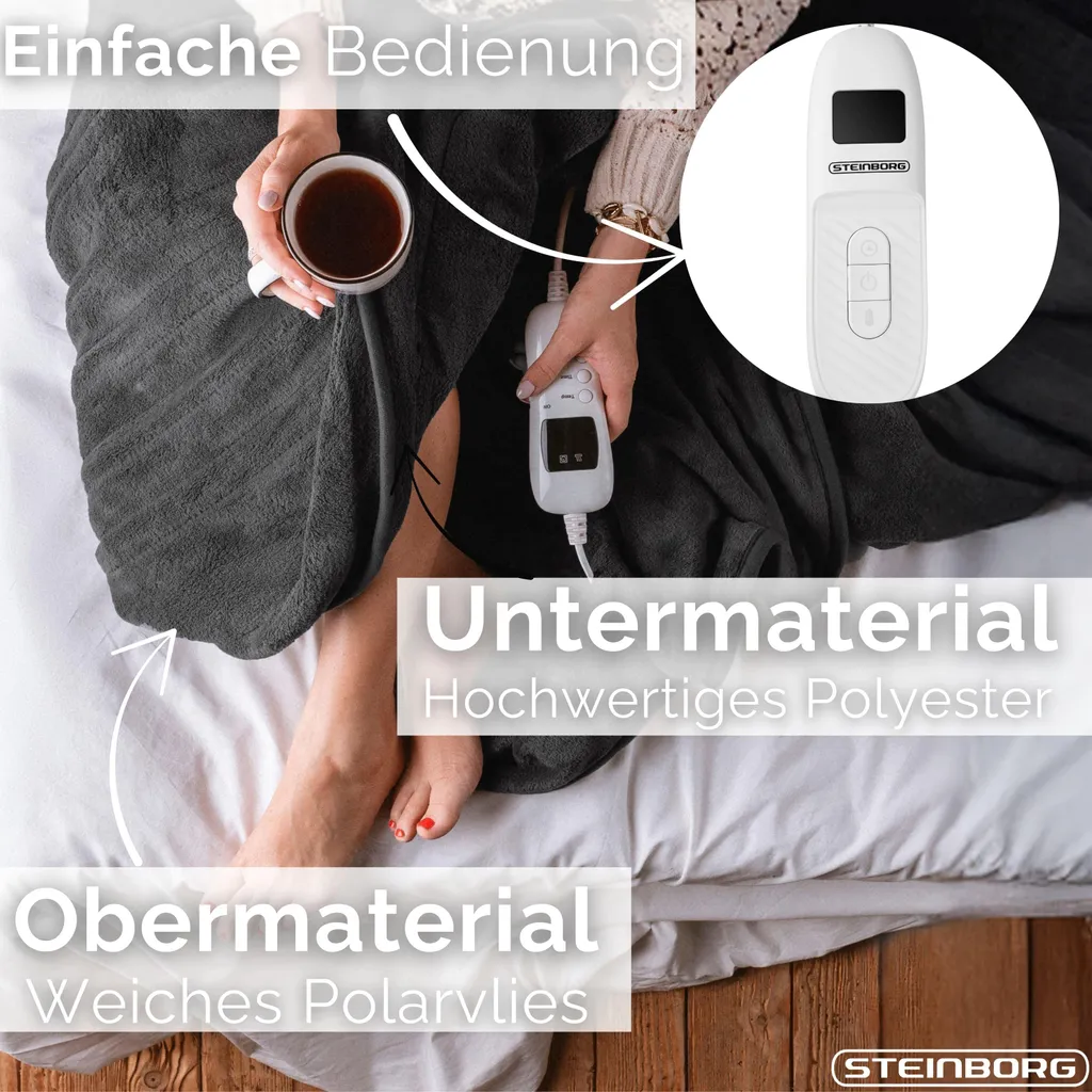 Coperta Termica Steinborg 180x130 | 160W Potenza e Timer Sicurezza - 13