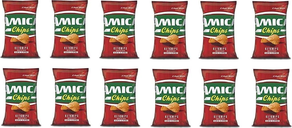 12x Amica Chips Ketchips Ketchup Patatine Kartoffelchips gesalzen 50g Kartoffel Ketchips Ketchup Patatine Kartoffelchips gesalzen 50g Kartoffel