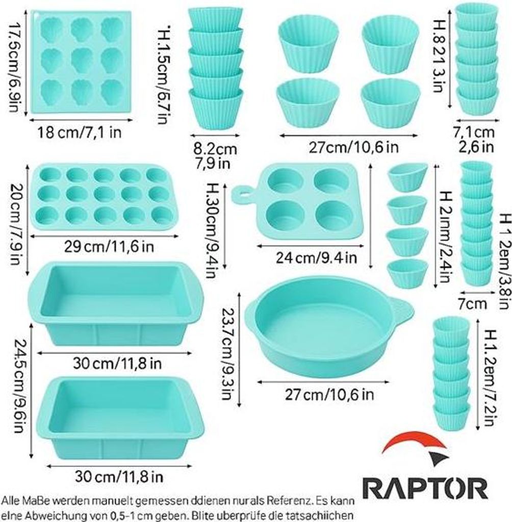 24-teiliges Silikon-Backformen-Set – Muffinförmchen, Kuchenformen & Pfannkuchenring – Komplettset für Backen & Dessert – BPA-frei, Antihaft...