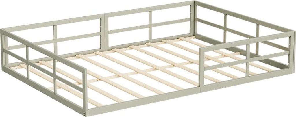 Bodenbett aus Metall Vitalispa Minno Greige 205 x 145 cm ohne Matratze, Model 56647