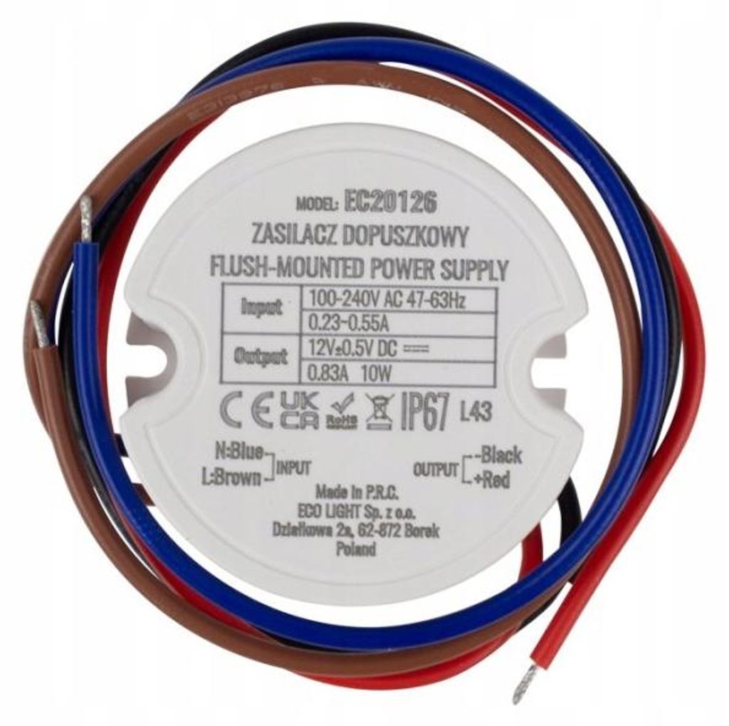 LED napájecí zdroj, povrchová montáž, průměr 60 mm, Obrázek produktu 