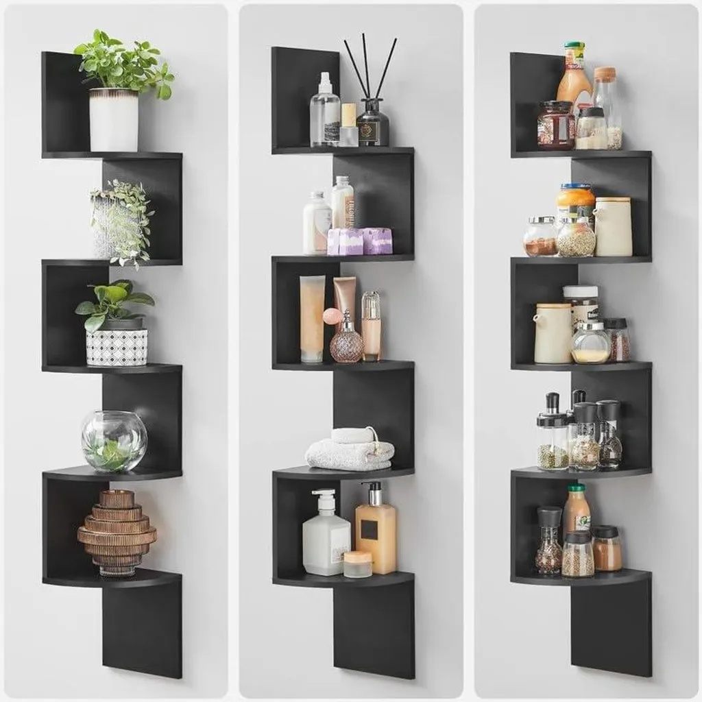 Étagère de rangement d'angle robuste avec tablettes en bois rustique