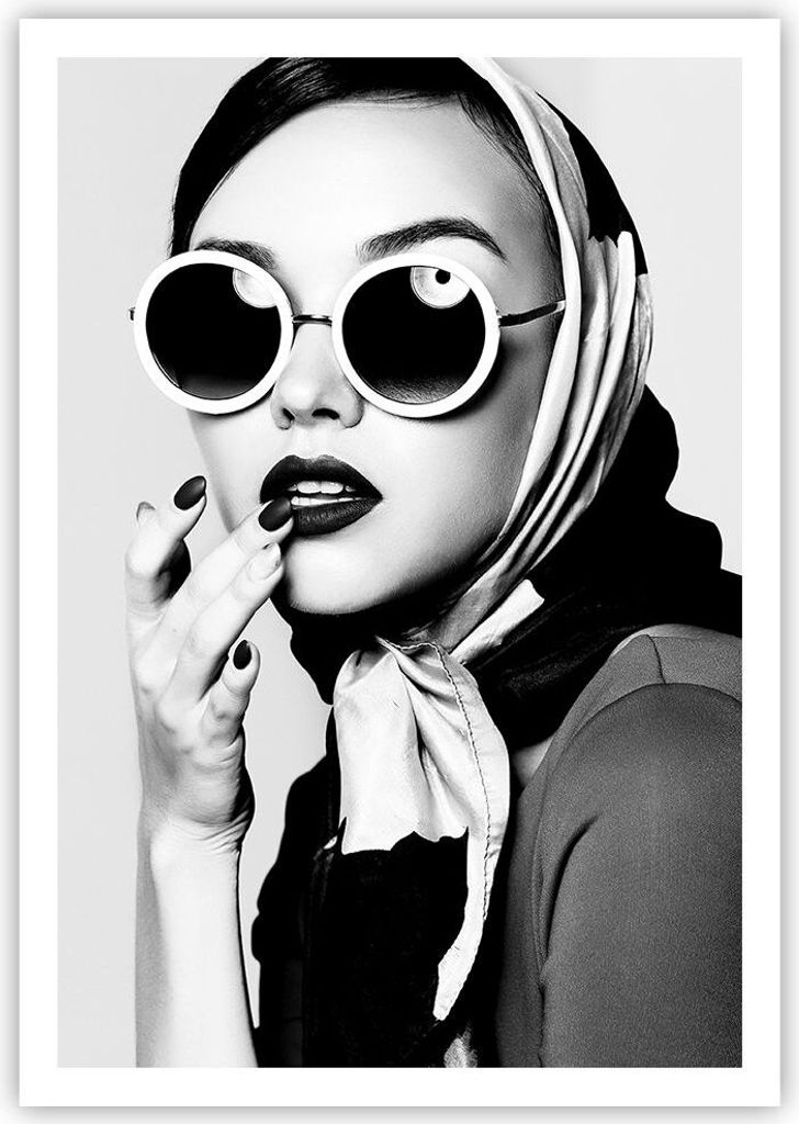 Poster - Poster ohne Rahmen - Frau Brille Jahrgang - 70x100 cm - Wand Bild - Wanddeko - Wandbilder - Kunstposter - Wandposter - Bilder - Kunstdruck...