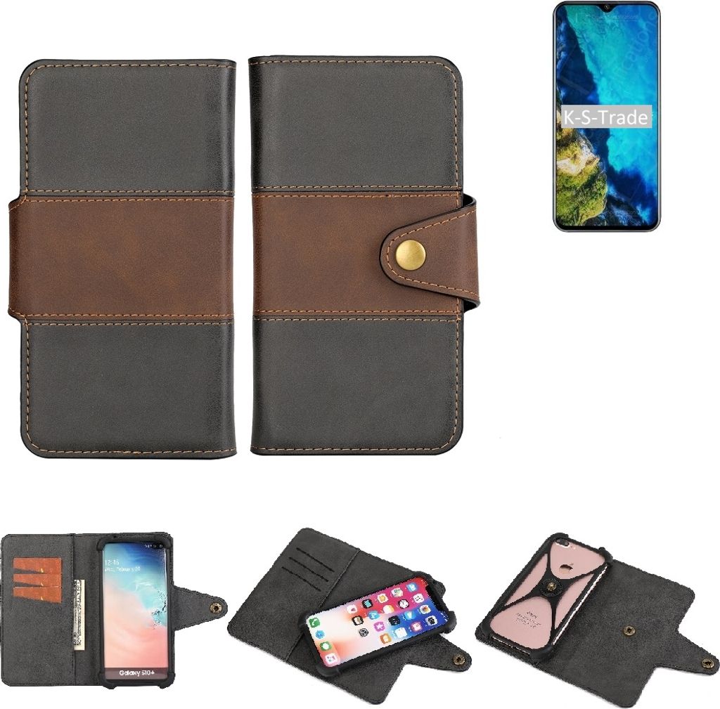 K-S-Trade Handyhülle Schutzhülle Hülle Bookstyle Wallet-Case kompatibel mit Cubot P30 Bumper Rundumschutz schwarz-braun 1x