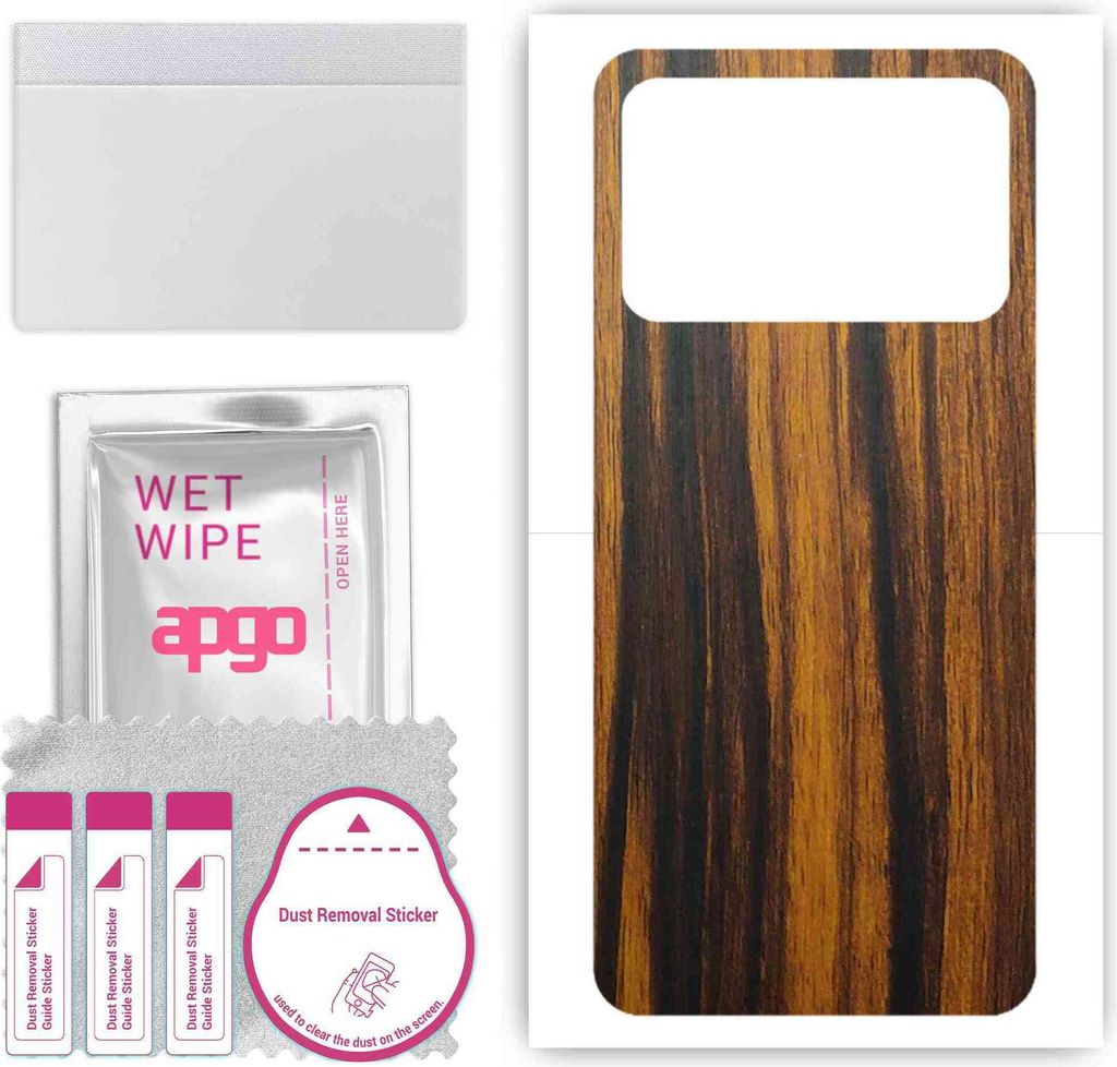 apgo Rückseite Schutzfolie, Skin, kompatibel mit Poco X5 5G, Hinten Displayschutzfolie aus Vinylfolie, kratzfest, einfache Montage - Tigerwood