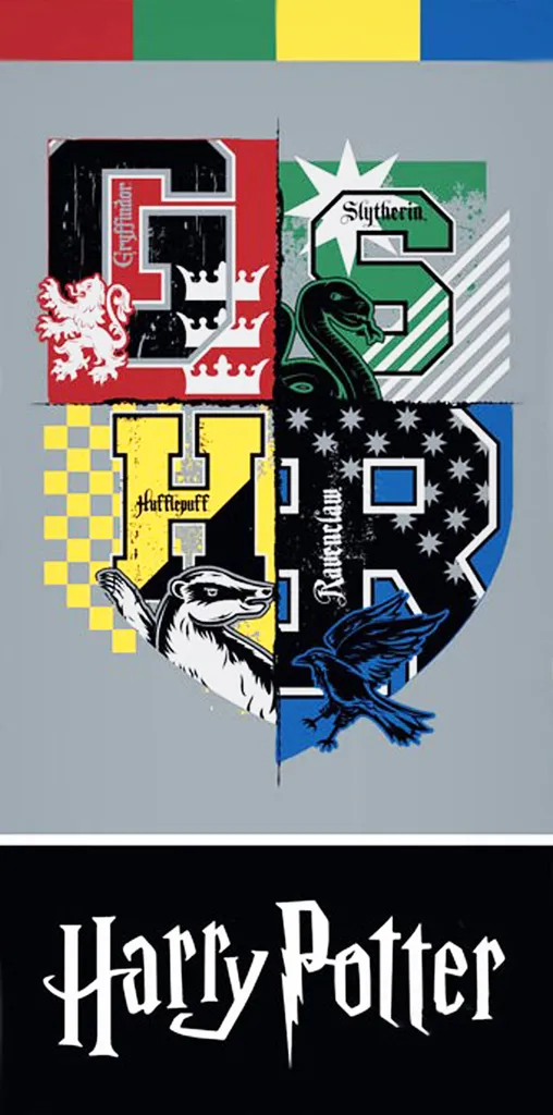 Harry Potter Telo Mare 70x140 cm Stemma Hogwarts 100% Cotone Premium