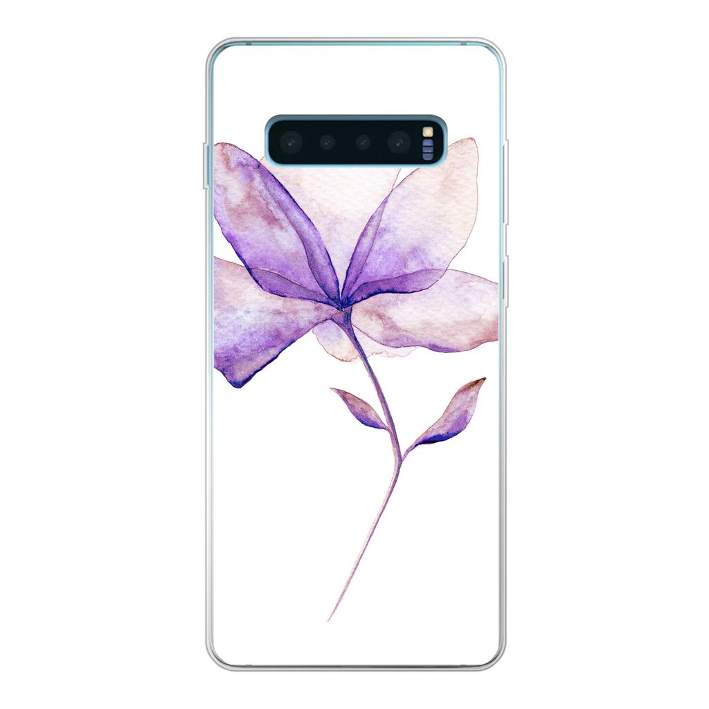 MuchoWow Handyhülle Schutzhülle Hülle für Samsung Galaxy S10 Lite Blumen - Aquarell - Lila Silikon Softcase Handy Hülle - Schutz
