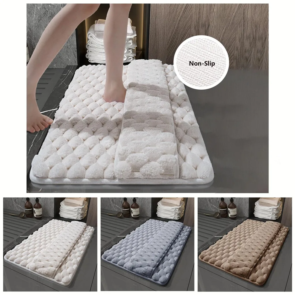 Tappetino Doccia Memory Foam 60x90 Bianco Assorbente | Design Moderno