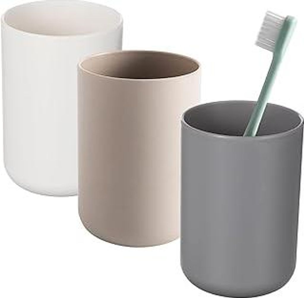 3 Stück 300ML Zahnputzbecher, Toothbrush Holder für Zahnbürste und Zahnpasta, einfacher Stil, gefrosteter Oberfläche, Zahnbürstenhalter mit au...