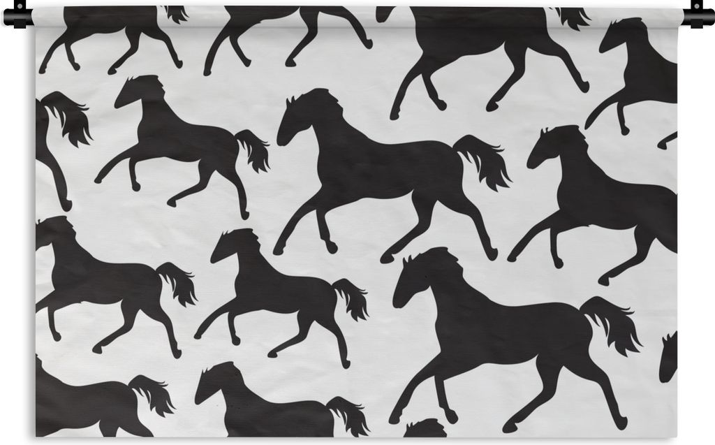 MuchoWow Wandteppich Wandbehang Pferde - Weiß - Muster - Mädchen - Kinder - Mädchen 120x80 cm Tapisserie Dekoration Wandtuch - Wanddekoratione...