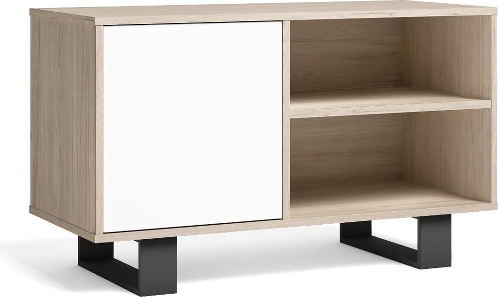 TV-Schränke für Wohnzimmer, Modell Wind, Eiche farbe und Weiß, 95x40x57cm